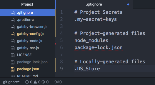 A basic .gitignore file Example